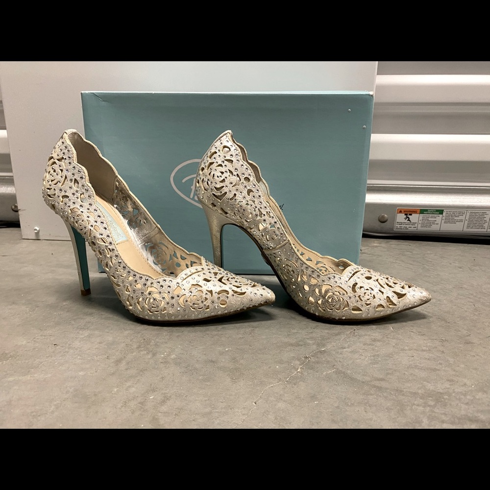 Silver/White High Heels